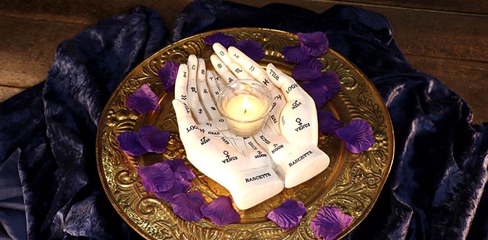 Palmistry Palmist's Guide (White) 22.3cm Tealight Holder