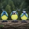 Three Wise Blue Tits 8cm Animals Last Chance to Buy