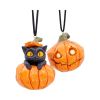Pumpkin and Patch Hanging Ornaments (Set of 2) Cats Halloween Tree