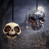 Grim and Grin Hanging Ornaments (Set of 2) Skulls Halloween Tree