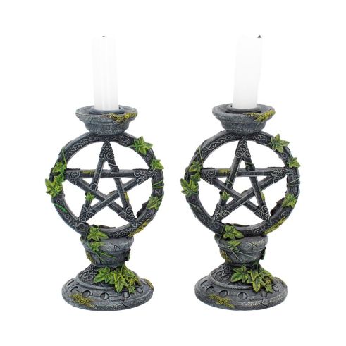 Wiccan Pentagram Candlesticks 15cm (Set of 2) Witchcraft & Wiccan Last Chance to Buy