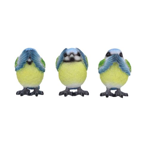 Three Wise Blue Tits 8cm Animals Last Chance to Buy