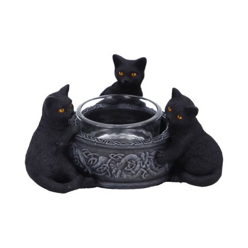 Familiar Trio Tea Light Holder 10cm Cats Every Day Is Halloween